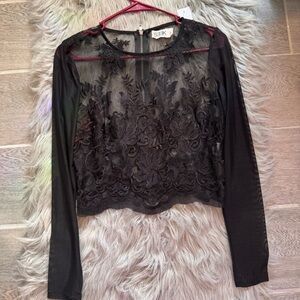 Black see through top laced shirt